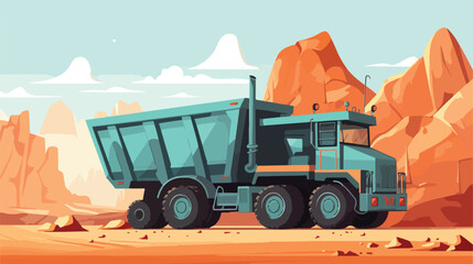 Lorry in quarry plant with very dusty .. 2d flat cartoon