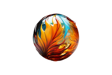 Painted Glass Bead on transparent background.