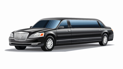Luxury Limousine Car Isolated . 3D rendering 2d flat