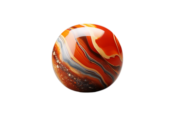Painted Wooden Bead on transparent background.