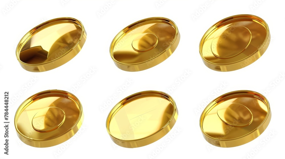 Poster rotation animation sprite sheet with gold coin rotating animation for video or game. golden dollar o