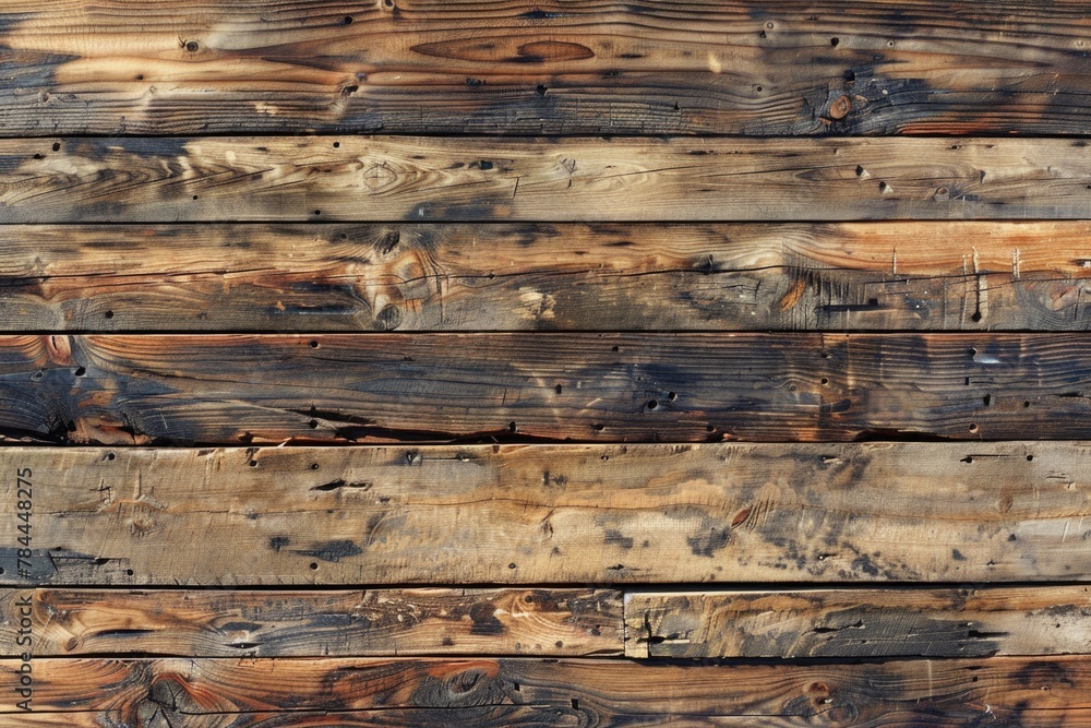 Poster close up of weathered wooden wall with peeling paint. perfect for background or texture use