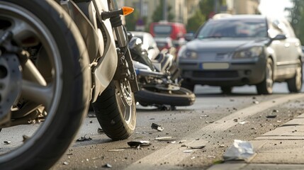 Motorbike Accident on the road with a car