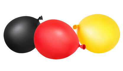 3 Luftballons schwarz rot gold und Hintergrund transparent PNG cut out