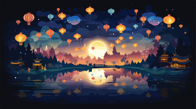Magical lantern festival illuminating the night sky