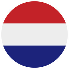 Netherlands Round Country Flag. Dutch Circle National Flag. Holland Circular Shape Button Banner. Vector Illustration of round circle shape netherland's flag. EPS