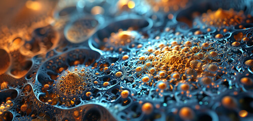 Intricately woven molecular patterns creating a celestial dance of abstraction.