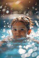 Young girl enjoying a swim, perfect for summer activities concept