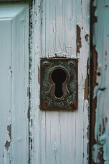 A close-up image of a door with a keyhole. Suitable for security concepts