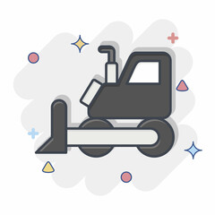 Icon Bulldozer. related to Mining symbol. comic style. simple design editable. simple illustration