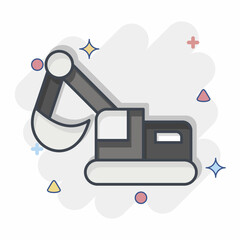 Icon Excavator. related to Mining symbol. comic style. simple design editable. simple illustration