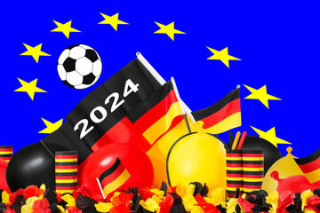 Deutsche Fanartikel schwarz rot gold mit Fußball und Europaflagge 2024