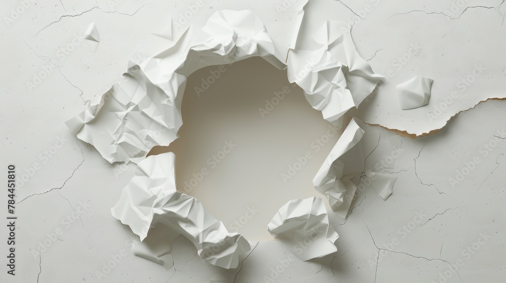 Poster realistic white blank polyethylene package material element with crumple modern set made from white 