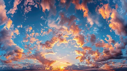 Beautiful sunset with clouds over the ocean, ideal for travel and nature concepts