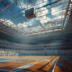 A empty basketball stadium in sunny day