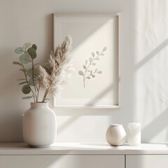 White vase on white shelf