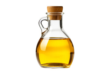Elixir of Nature: Exquisite Bottle of Oil With Wooden Stopper. On White or PNG Transparent Background.