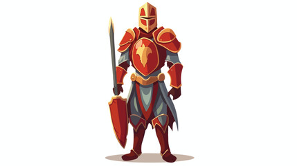 Medieval knight in an iron armor 2d flat cartoon va