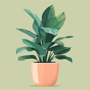 Potted plant with green leaves
