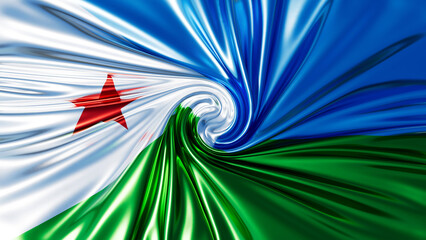 Abstract Wave Design of Djibouti Flag with Luminous Swirls