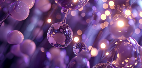 Soft lavender orbs cascade in an elegant ballet, forming an enchanting symphony of light.