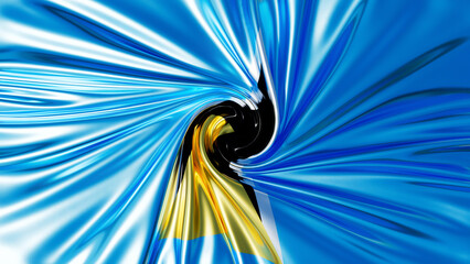 Saint Lucia Flag Whirl - A Symphonic Swirl of Cerulean and Gold Elegance