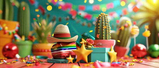 3d render for Gift ideas and merchandise related to Cinco de Mayo