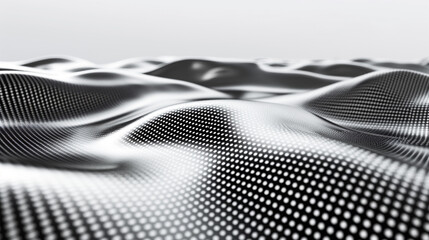 Metallic sheen over black and white pixels suggests depth in digital terrain.
