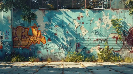 Urban graffiti on grunge front wall
