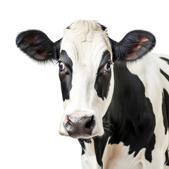 Black and white dairy cow on transparent background
