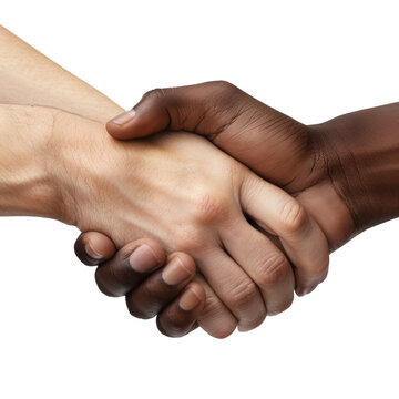  Black and white people holding hands together on transparent background