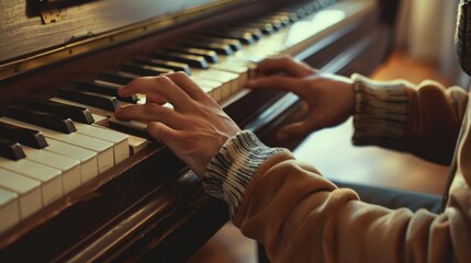 Fototapeta premium A person playing a piano. Suitable for music-related projects