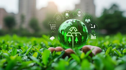 Green technology showcase in the community. Copy Space.