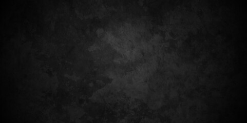 Dark black wall grunge textured concrete backdrop background. Panorama dark grey black slate gradient background or texture. Vector black concrete texture. Stone wall background. - obrazy, fototapety, plakaty