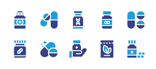 Medicine icon set. Duotone color. Vector illustration. Containing drug, medicine, pills, medicines.