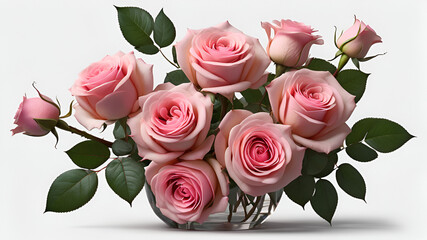 Pink Roses in Vase Bouquet of fresh roses

