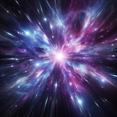 Abstract pink purple explosion star with glow and cosmic energy release