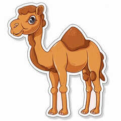 sticker cartoon of Camel, white background (Generative Ai)