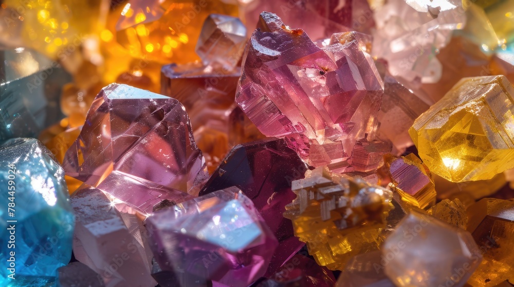 Poster A vibrant pile of colorful crystals, perfect for adding a pop of color to any project