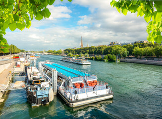 Boat on the Seine River in Paris - 784459484