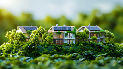 Green architecture and energy-efficient homes. Copy Space.