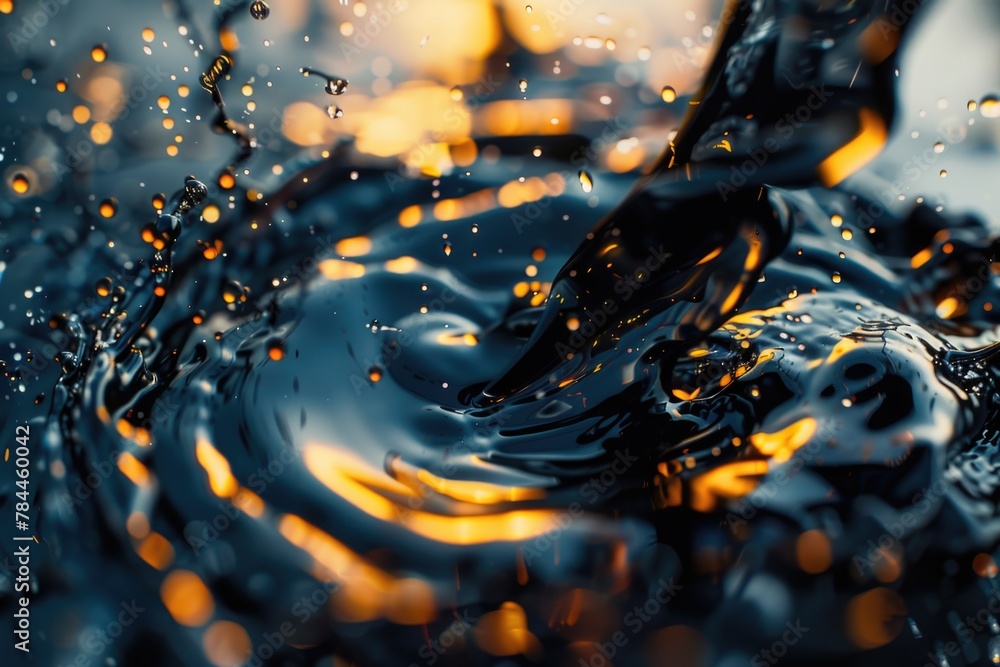 Poster Close up of a water drop with a blurry background. Suitable for nature and science concepts