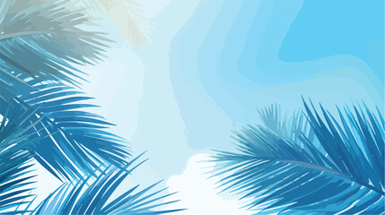 Mostly blurred backlit palm leaves background. Sunn - obrazy, fototapety, plakaty