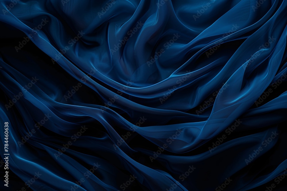 Poster dark blue color. abstract dark elegant background with space for design. soft wavy folds. drapery. g