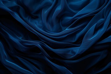 Dark blue color. Abstract dark elegant background with space for design. Soft wavy folds. Drapery. Gradient. generative ai