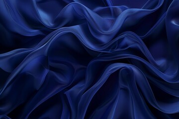 Fototapeta premium Dark blue color. Abstract dark elegant background with space for design. Soft wavy folds. Drapery. Gradient. generative ai