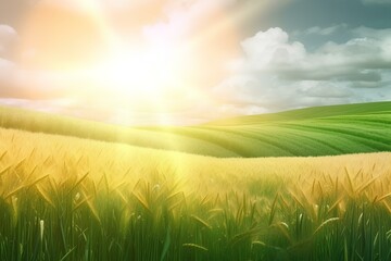 green field and sun made by midjourney