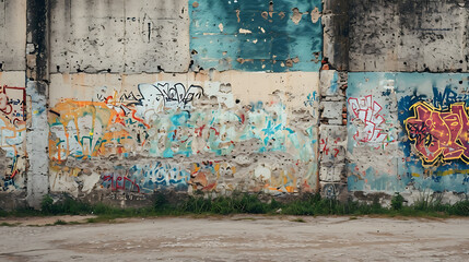 Graffiti walls in urban settings. Copy Space.