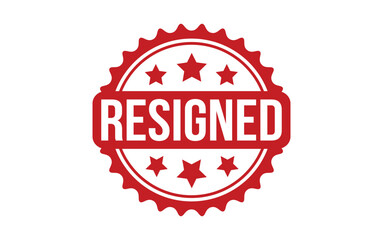Resigned Stamp. Red Resigned Rubber grunge Stamp