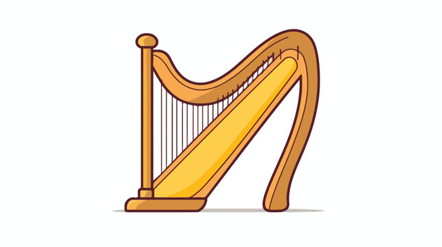 Music harp icon. Outline music harp vector icon for